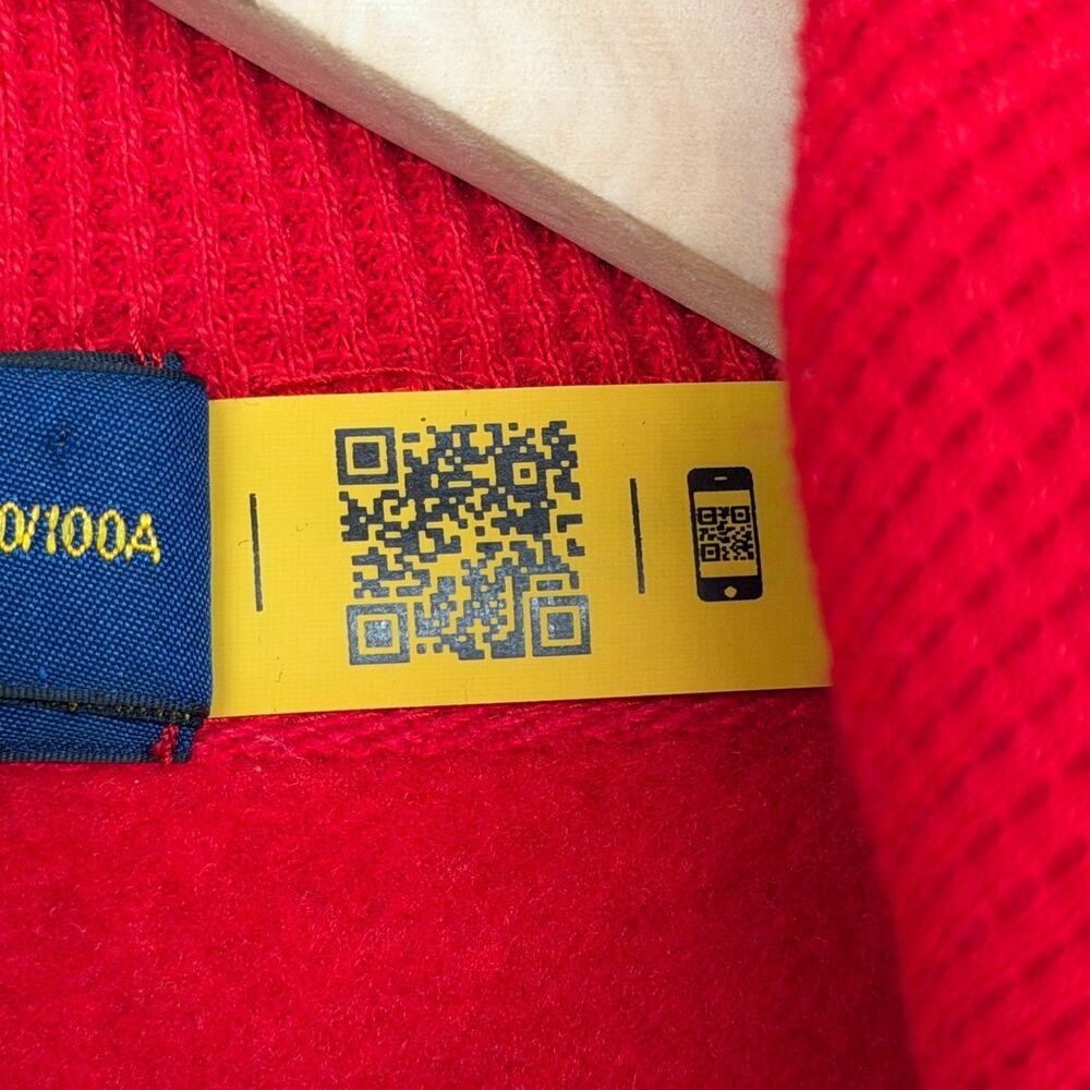 POLO RALPH LAUREN Hoodie L Fleece Lined Full Zip Sweatshirt Waffle Hood Red - Picture 9 of 15